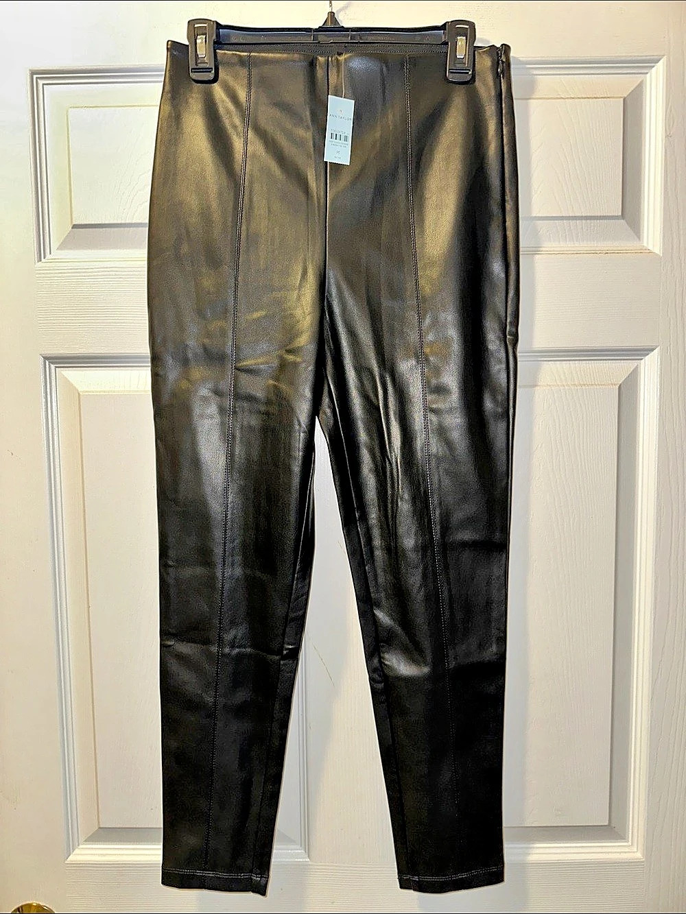 NWT Ann Taylor Faux Leather Pull On Leggings - Black - Size MP